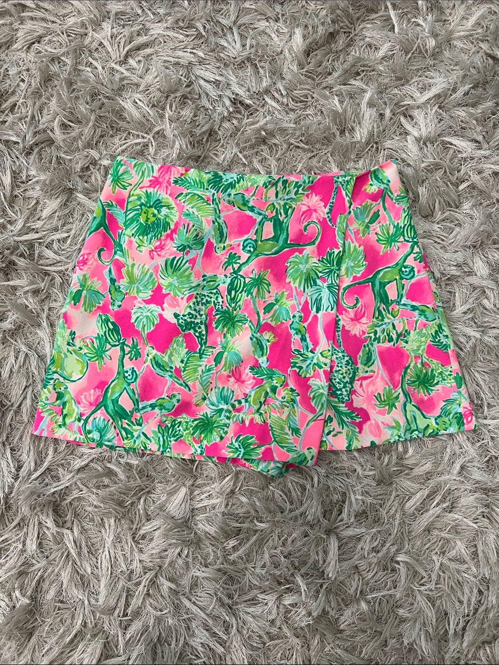 Lilly Pulitzer Pink & Green Tropical High-Waist Skort